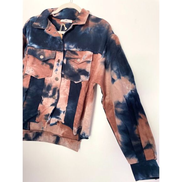 Natural Life Boho Cropped Jacket Size XS-Small Tie Dye Raw Hem NEW with tag - Picture 10 of 16